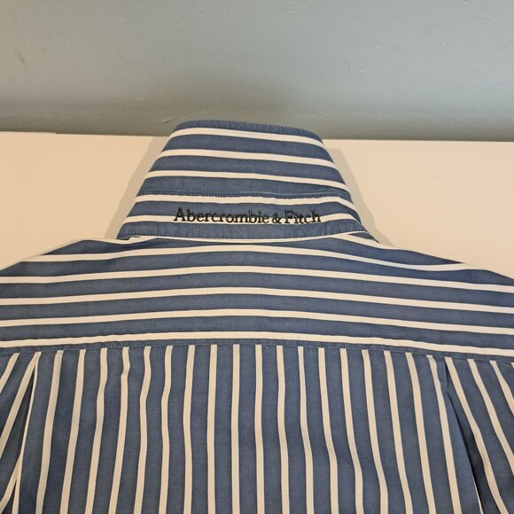 Abercrombie & Fitch Men's Small Muscle Fit Long Sleeve Button Down Striped Shirt - Picture 7 of 14